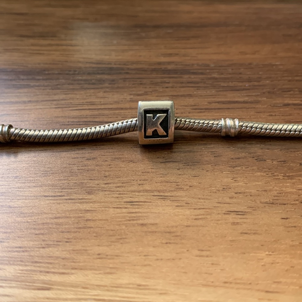 Pandora Authentic Three-Sided Sterling Silver “K” Charm Bead